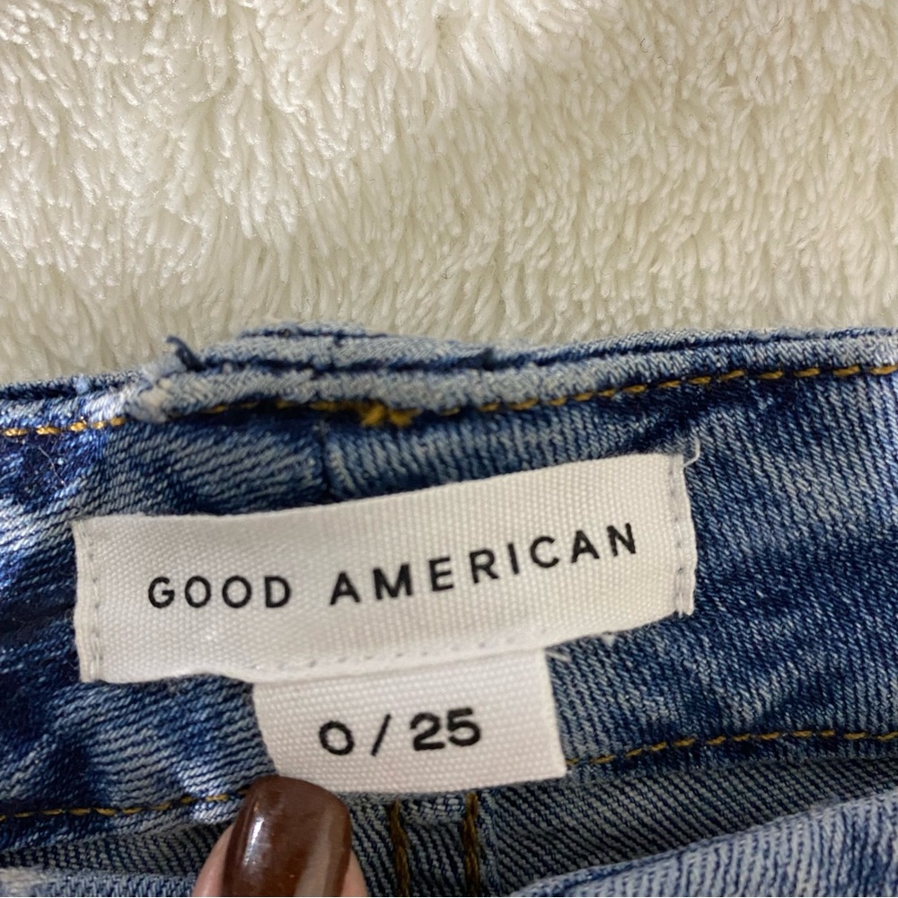 GOOD AMERICAN Good Legs Crop Distressed High Rise Skinny Ankle Jeans - Picture 5 of 8
